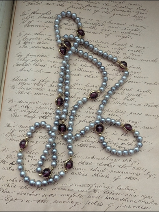 Jewelry - Classic Pearl and Garnet Station Necklace - Women's Jewelry